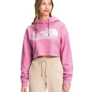 The North Face Light Pink Cropped Hoodie | Size Large